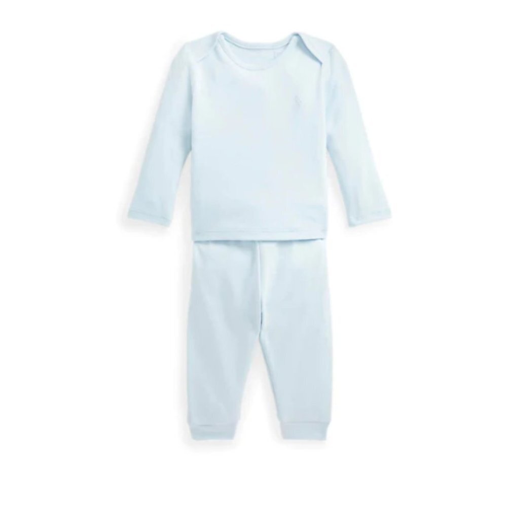Polo Ralph Lauren Long-sleeved Baby Blue Two Piece Set 0-3 MO